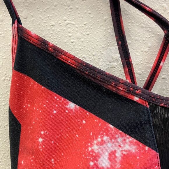 ALO yoga Stylish Red & Black Galaxy print sheer design Sports Bra medium - Picture 3 of 6
